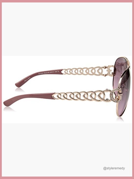 Metal Aviator Sunglasses with Chain Link Temples and UV Protection main image 7